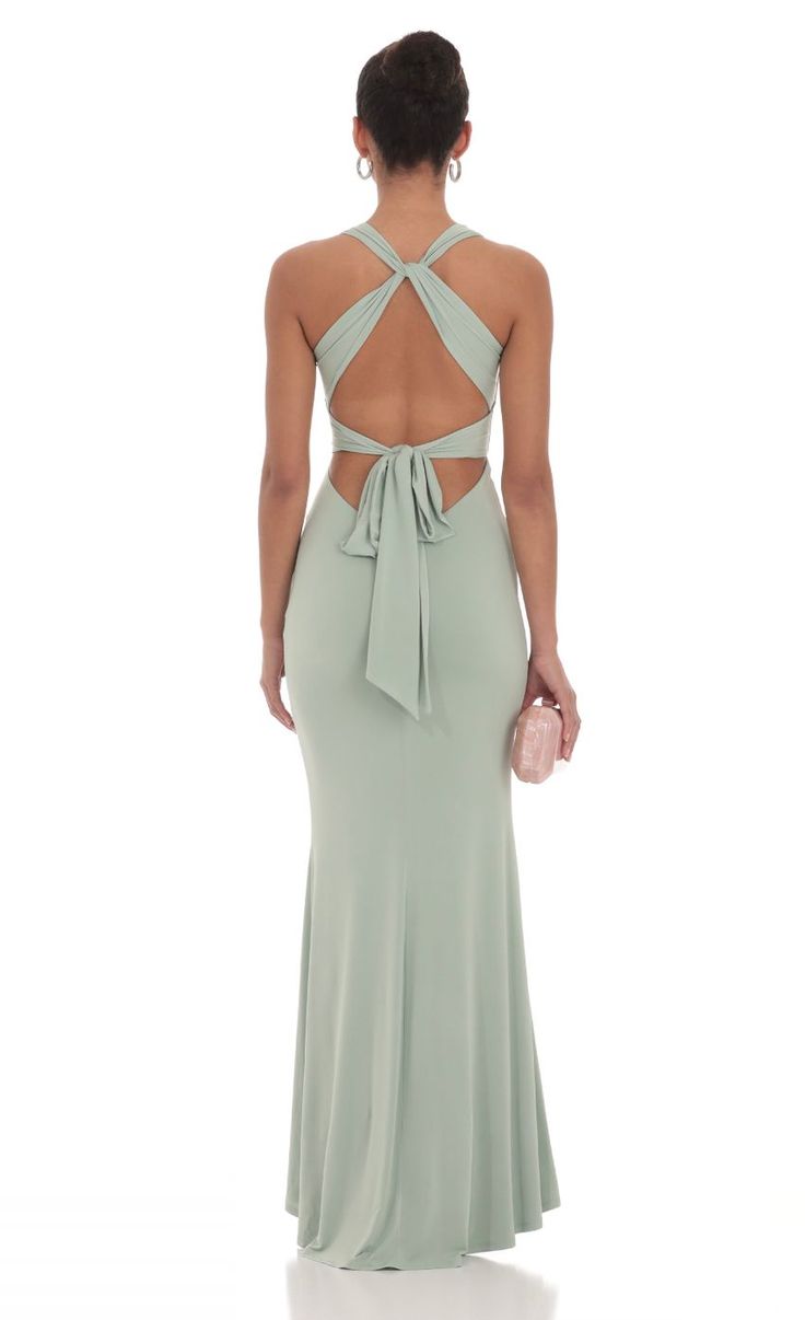 Front Twist V-Neck Maxi Dress in Sage V Neck Formal Dress Long, Lucy In The Sky Dress Prom, Formal Sage Green Dress, Long Winter Formal Dresses, Sage Green Wedding Guest Dress, Prom Dresses 2025, Sage Green Formal Dress, Ring Dance Dresses, Green Silky Dress