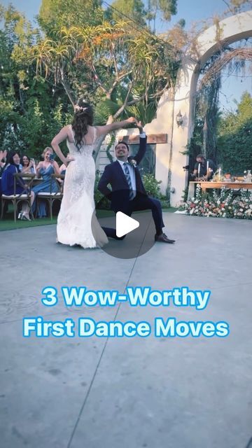 a man and woman dancing in front of an audience with the words 3 wow - worthy first dance moves