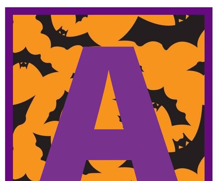 the letter a is surrounded by bats and pumpkins in this halloween themed alphabet poster