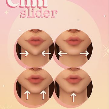 four different images of lips with the words chin slider on them and arrows pointing to each other