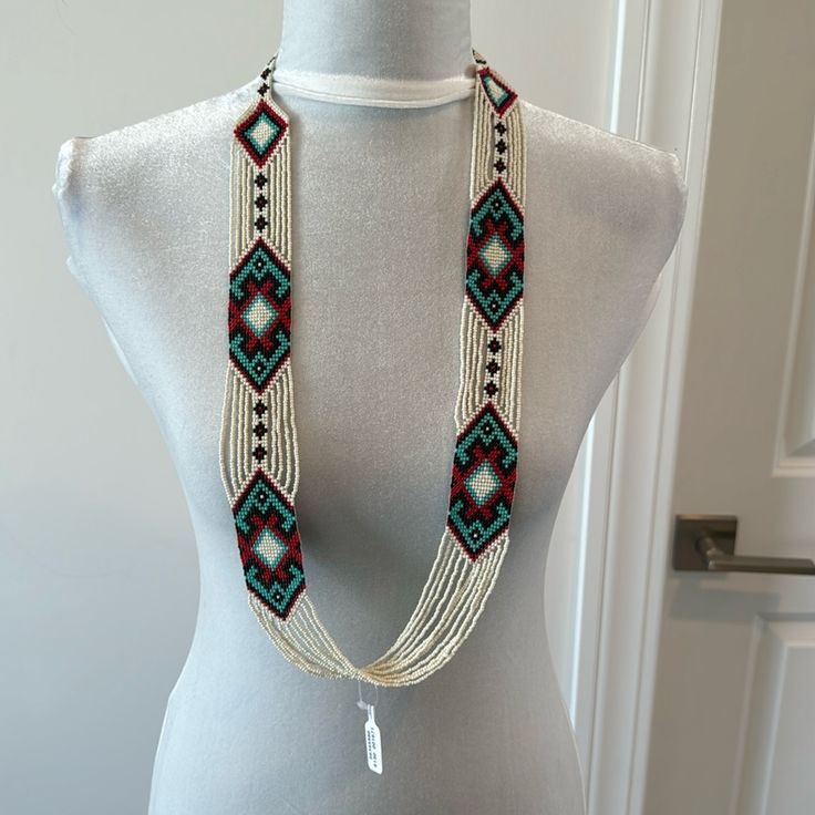 Nwt Free People Niada Beaded Necklace Retail: $38 Happy Poshing Southwestern Style White Beaded Necklace As Gift, Southwestern White Beads For Gift, Southwestern Style White Beads For Gift, Southwestern Style White Beads As Gift, White Southwestern Jewelry With Tiny Beads, Southwestern White Jewelry With Tiny Beads, Southwestern Style White Beaded Necklace With Large Beads, Traditional White Single Strand Beaded Necklace, Bohemian Single Strand White Beads