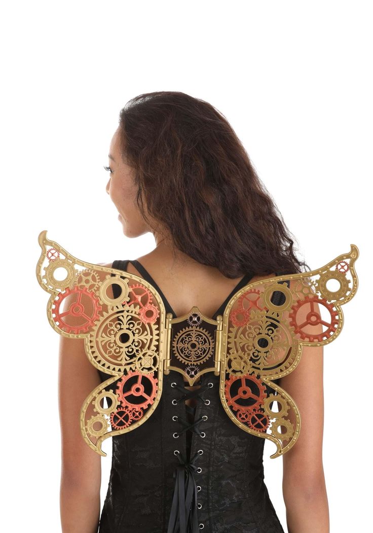 PRICES MAY VARY. Size: Standard Molded plastic wings Elastic shoulder straps Each wing is joined to a central panel by a hinge Wing span is approx. 20", wings are approx. 15" tall Unleash your Victorian-inspired fantasies with the Filigree Steampunk Costume Wings. These wings, a meld of the past's intricate aesthetics with a futuristic flair, offer an unparalleled visual appeal that enhances any steampunk ensemble. Whether you're gearing up for a themed gathering or simply want to express your u Steampunk Wings, Steampunk Fairy, Costume Wings, Mode Steampunk, Steampunk Halloween, Style Steampunk, Steampunk Wedding, Steampunk Cosplay, Punk Art