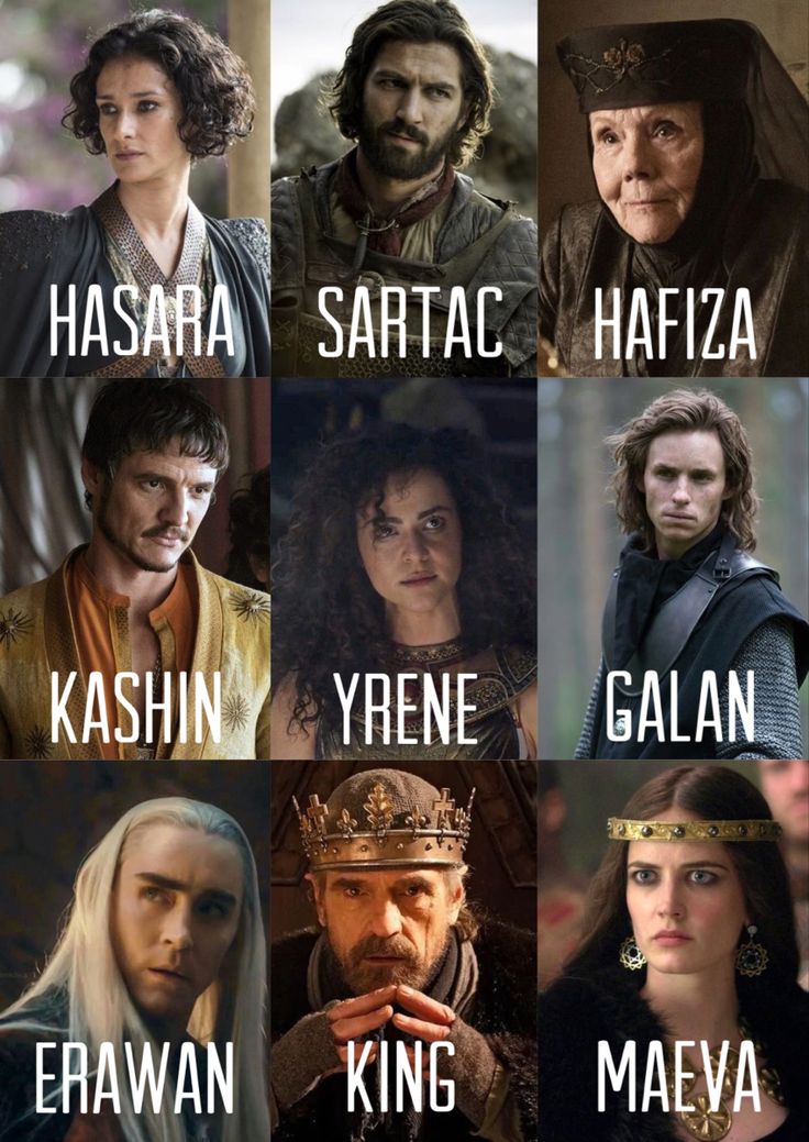 the many faces of game of thrones characters in different poses, with their names on them