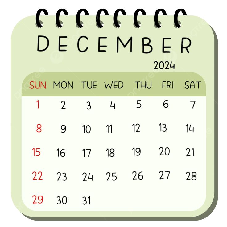 a calendar with the month of december on it