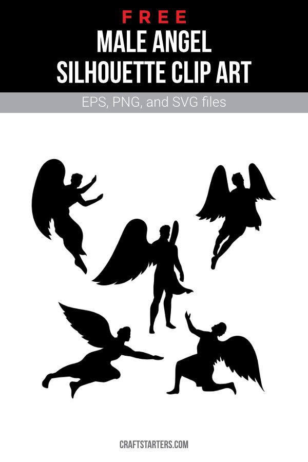 the silhouettes of angels are shown in black and white, with text that reads free male