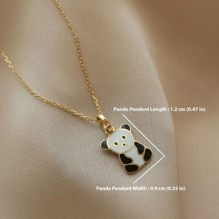 14k Real Gold Necklace White-Black Enamel Panda Pendant Minimalist Animal Design Dainty Gift for Women Christmas Valentine's Day Elegance ⓂMaterials & Specifications : Necklace Chain Lengths : 42 cm (16.5 in) 44 cm (17.3 in) 46 cm (18.1 in) 48 cm (18.8 in) 50 cm (19.6 in) Panda Pendant Width : 0.9 cm (0.35 in) Panda Pendant Length : 1.2 cm (0.47 in) Yellow Gold Enamel Necklace For Gift, Handmade Yellow Gold Enamel Necklaces, Gift Black Enamel Necklace, Black Enamel Necklace For Gift, Handmade Yellow Gold Enamel Necklace, Personalized Enamel Jewelry For Everyday, Everyday Personalized Enamel Jewelry, Yellow Gold Necklaces With Black Enamel For Gift, Gold Pendant With Black Enamel