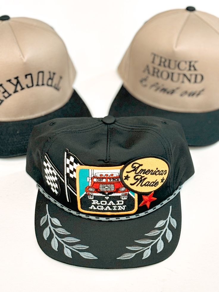 Discover the versatility and timeless style of the Trucker Patches Hat. With its snapback closure, and classic yet trendy design, this hat is the perfect finishing touch to any outfit. Stay stylish and comfortable all day long. Classic Trucker Cap, Classic Adjustable Trucker Hat, Classic Adjustable Trucker Hat With Curved Brim, Retro Flat Brim Hat, One Size Fits Most, Vintage Adjustable Trucker Hat With Flat Brim, Vintage Adjustable Snapback Hat With Curved Brim, Classic Adjustable Snapback Trucker Hat, Classic Adjustable Snapback Hat With Curved Brim, Classic Adjustable 5-panel Snapback Hat