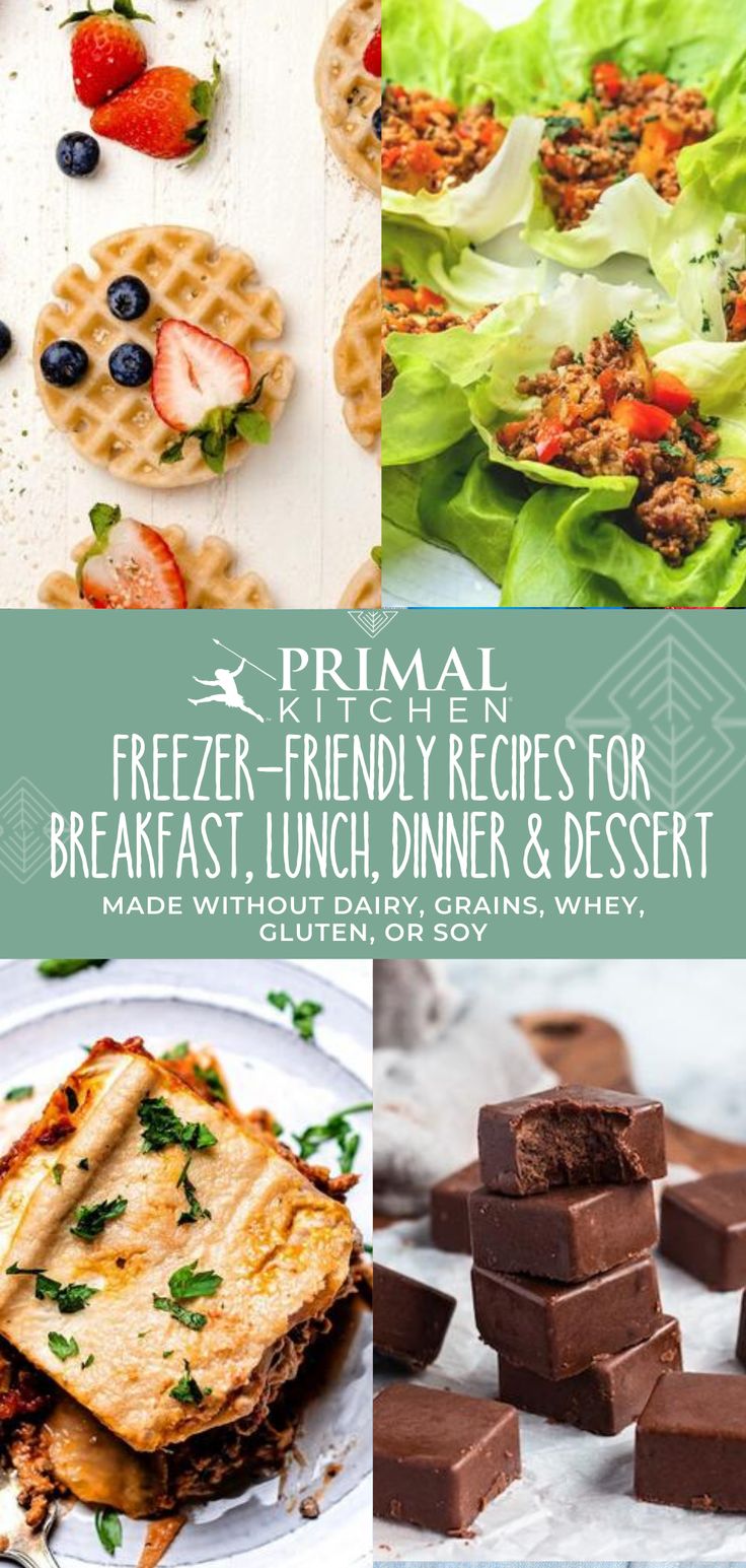 the cover of prima's freeze - friendly recipes for breakfast, lunch and dessert