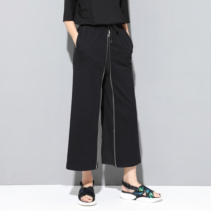 Full-length Cotton Pants With Zipper Closure, Full Length Cotton Pants With Zipper Closure, Casual Wide-leg Pants With Zipper Closure, Stretch Trousers With Zip Fly, Wide Leg Stretch Pants With Zip Fly, Casual High-waisted Pants With Zip Fly, Casual Stretch Pants With Zipper Closure, Casual Full-length Pants With Zipper Closure, Baggy Wide Leg Bottoms With Zip Fly