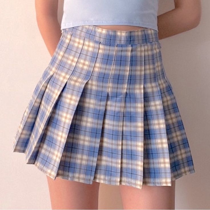 - Super Cute New Without Tags Baby Blue Plaid Mini Skirt - Side Zipper And Button - Size Xs - Never Worn, Perfect Condition Y2k Style Summer School Bottoms, Blue High Waist Y2k Skirt, Blue Y2k Style Skort For Spring, Y2k Style Blue Skort For Spring, Blue Y2k Skort For Spring, Y2k Summer School Skort, Y2k Style Summer School Skort, Y2k Style Summer Skort For School, Cute Pleated Skort For Summer