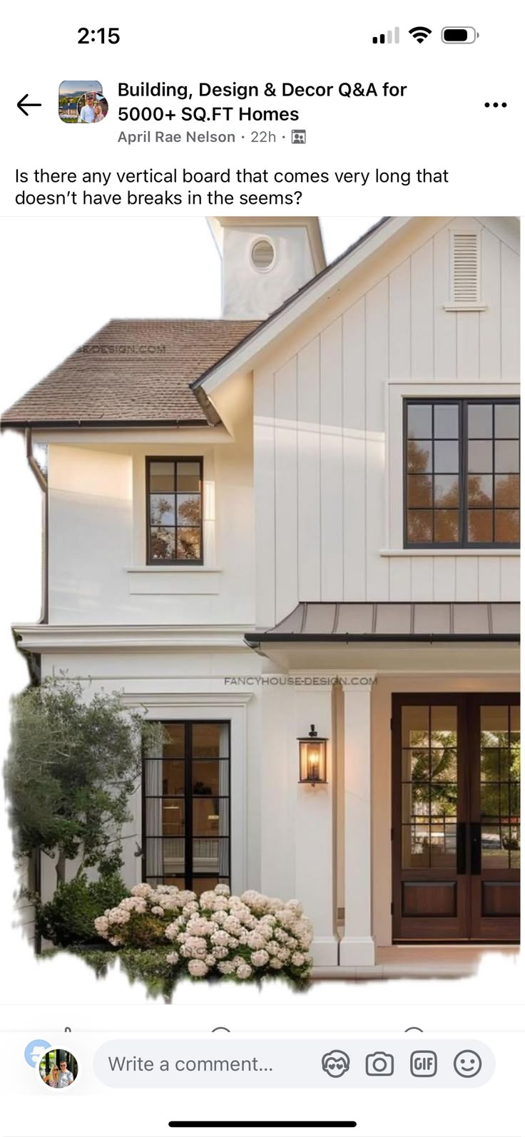 an instagramted photo of a house with the caption'building, design & decor q & a for $ 500 - sq ft homes if there is any vertical board that comes very long that doesn '