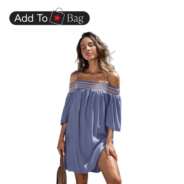 in stock Cold Shoulder Flowy Dress For Vacation, Flowy Cold Shoulder Vacation Dress, Off-shoulder Beach Cover-up Dress For Summer, Flowy Cold Shoulder Dress For Vacation, Summer Flowy Cold Shoulder Dresses, Flowy Cold Shoulder Summer Dresses, Flowy Bohemian Off Shoulder Dress For Summer, Bohemian Off Shoulder Dress For Spring Vacation, Bohemian Off-shoulder Dress For Spring Vacation