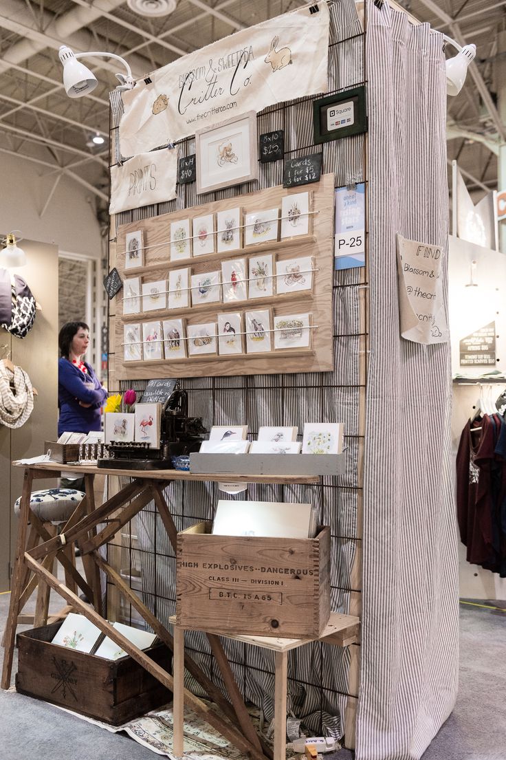 a booth with various items on display for sale