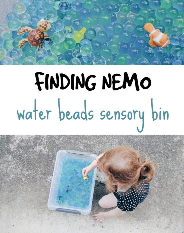 Create a Finding Nemo themed water beads sensory bin. Disney Themed Classroom, Summer Camp Themes, Summer Preschool Activities, Disney Activities, Classroom Lesson Plans, Preschool Centers, Sensory Activities Toddlers, Summer Preschool, Favourite Movie