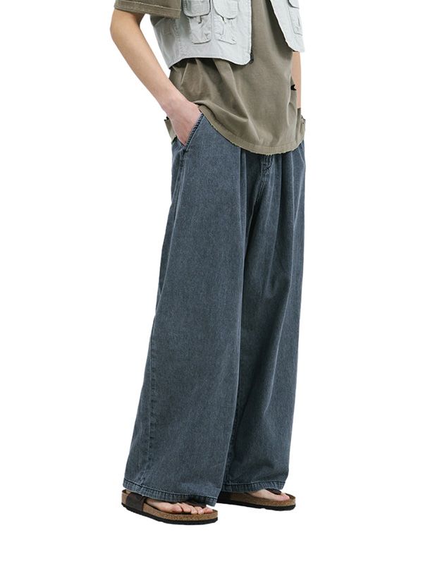 This is a comfortable and trendy pants by BIG UNION that is made out of high quality cotton 100% fabric. With unique design detail with trendy look, it will stand out from your casual and young daily outfit.- Salt and stone washed fabric- Elastic waistband with belt loops- Back welt pockets and side diagonal pockets Casual Wide Leg Denim Blue Pants, Casual Dark Wash Wide Leg Pants, Cotton Dark Wash Bottoms For Streetwear, Cotton Tapered Leg Bottoms For Casual Gatherings, Dark Wash Cotton Bottoms For Streetwear, Casual Washed Blue Baggy Bottoms, Casual Baggy Washed Blue Bottoms, Dark Wash Relaxed Fit Bottoms For Casual Gatherings, Cotton Wide-leg Bottoms For Casual Gatherings