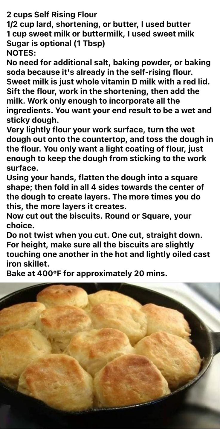 a recipe for biscuits in a skillet with instructions on how to bake them