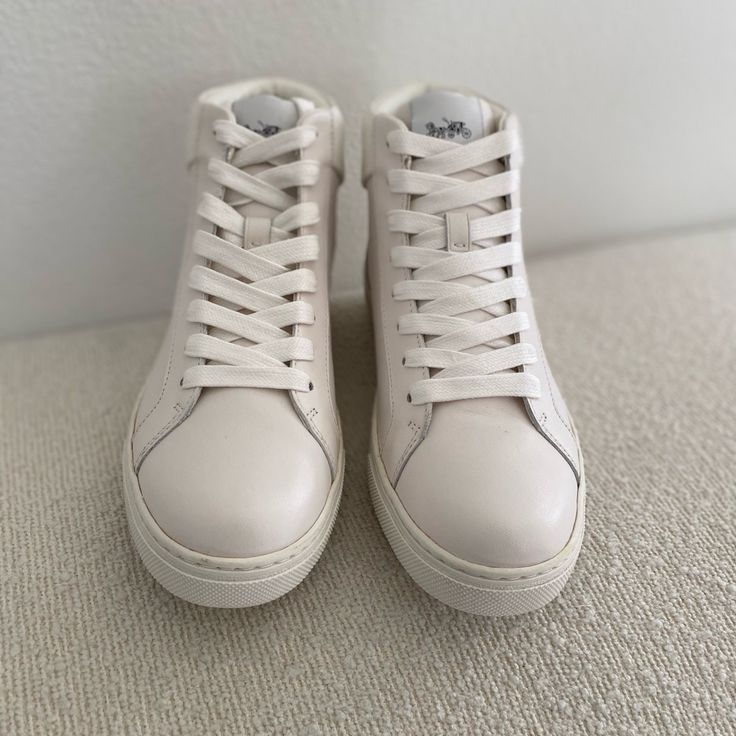 Authentic New Eu 40 = Us 7 Ship Next Business Day! Classic Cream High-top Sneakers With Round Toe, Mid-top Cream Leather Custom Sneakers, Everyday White Sneakers With Round Toe, White Round Toe Sneakers For Everyday, Everyday Lace-up Sneakers With Abzorb Midsole, Cream Lace-up Sneakers With Removable Insole, Everyday White Round Toe Sneakers, Mid-top Cream Leather Sneakers, White Custom Sneakers For Everyday Use