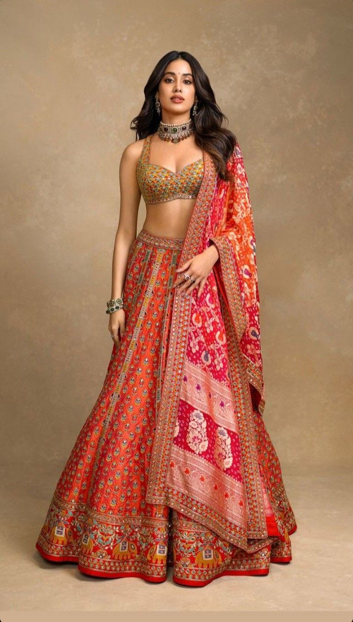 Designer Lehanga, Sangeet Outfit, Traditional Aesthetic, Latest Bridal Lehenga, Indian Outfits Lehenga, Lehenga Designs Simple, Janhvi Kapoor, Indian Dresses Traditional, Traditional Indian Outfits