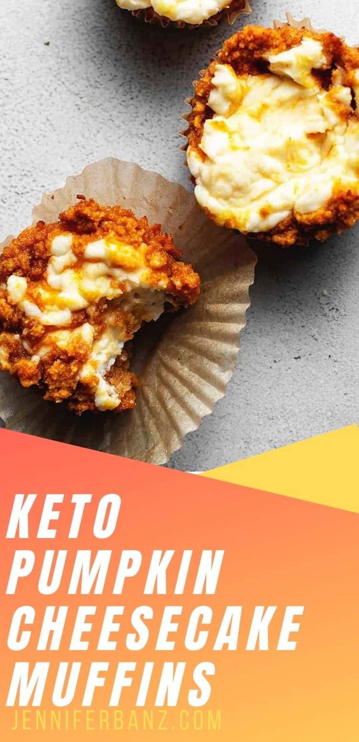 keto pumpkin cheesecake muffins on a table