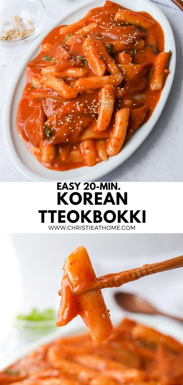 korean food with chopsticks in front of it and the words easy 20 min korean te