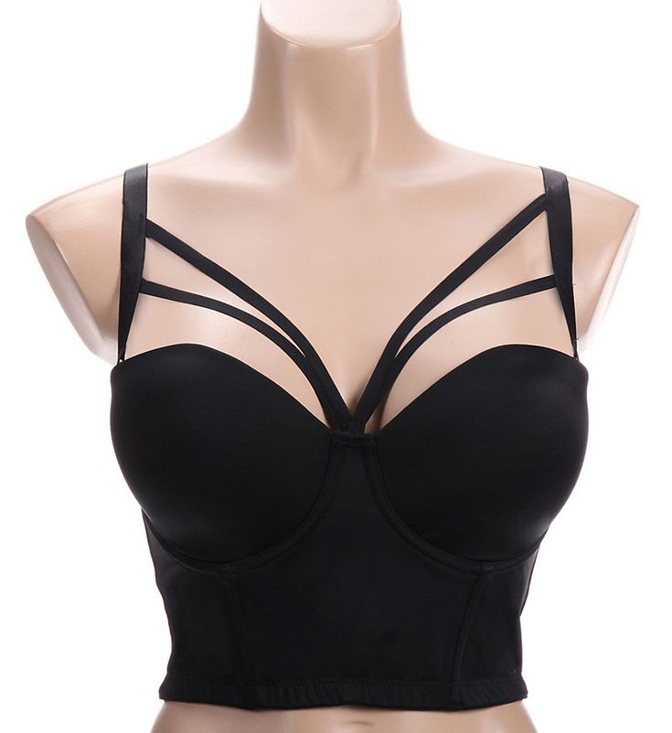 Soft bustier has sexy straps that you can remove for a classic bandeau look. Contour/t-shirt underwire cup has light padding for a smooth, round shape. Sweetheart neckline, with caged elastic bands attached at center and straps above cups. Bustier body is stretch microfiber with soft support lining at center and soft-backed seams below cups for comfort. Sides and back have fine mesh lining with sewn-on elastic along top and a wider band along bottom. Wide-set restricted stretch elastic straps ha Black Underwire Corset With Built-in Bra, Underwire Tube Top With Built-in Bra For Night Out, Fitted Tube Top With Built-in Bra And Tank Straps, Strapless Corset With Built-in Bra For Club, Black Spaghetti Straps With Built-in Bra, Club Crop Top With Built-in Bra And Spaghetti Straps, Fitted Tube Top With Medium Bust Support And Underwire, Fitted Underwire Bra With Straps, Fitted Underbust Corset With Padded Cups