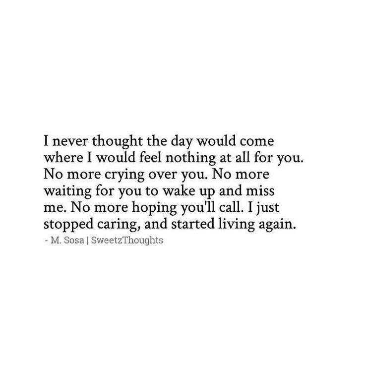 a quote from m sora saying i never thought the day would come where i would feel nothing at all for you