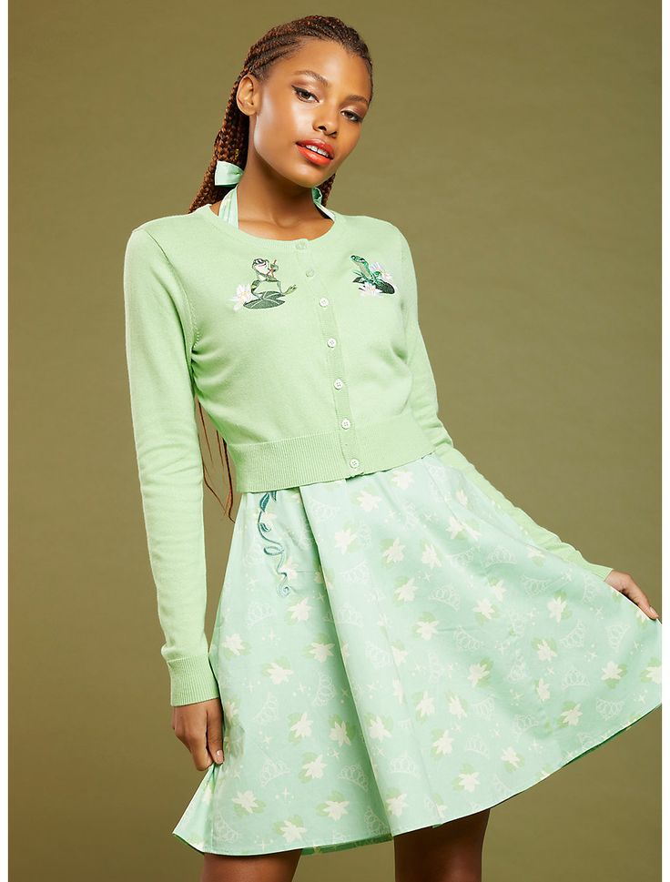 Her Universe Disney The Princess And The Frog Tiana & Naveen Crop Cardigan Tiana Disneybound, Tiana And Naveen, Retro Disney, Disney Princess Fashion, Retro Skirt, Her Universe, Princess And The Frog, Crop Cardigan, Disney Food Blog