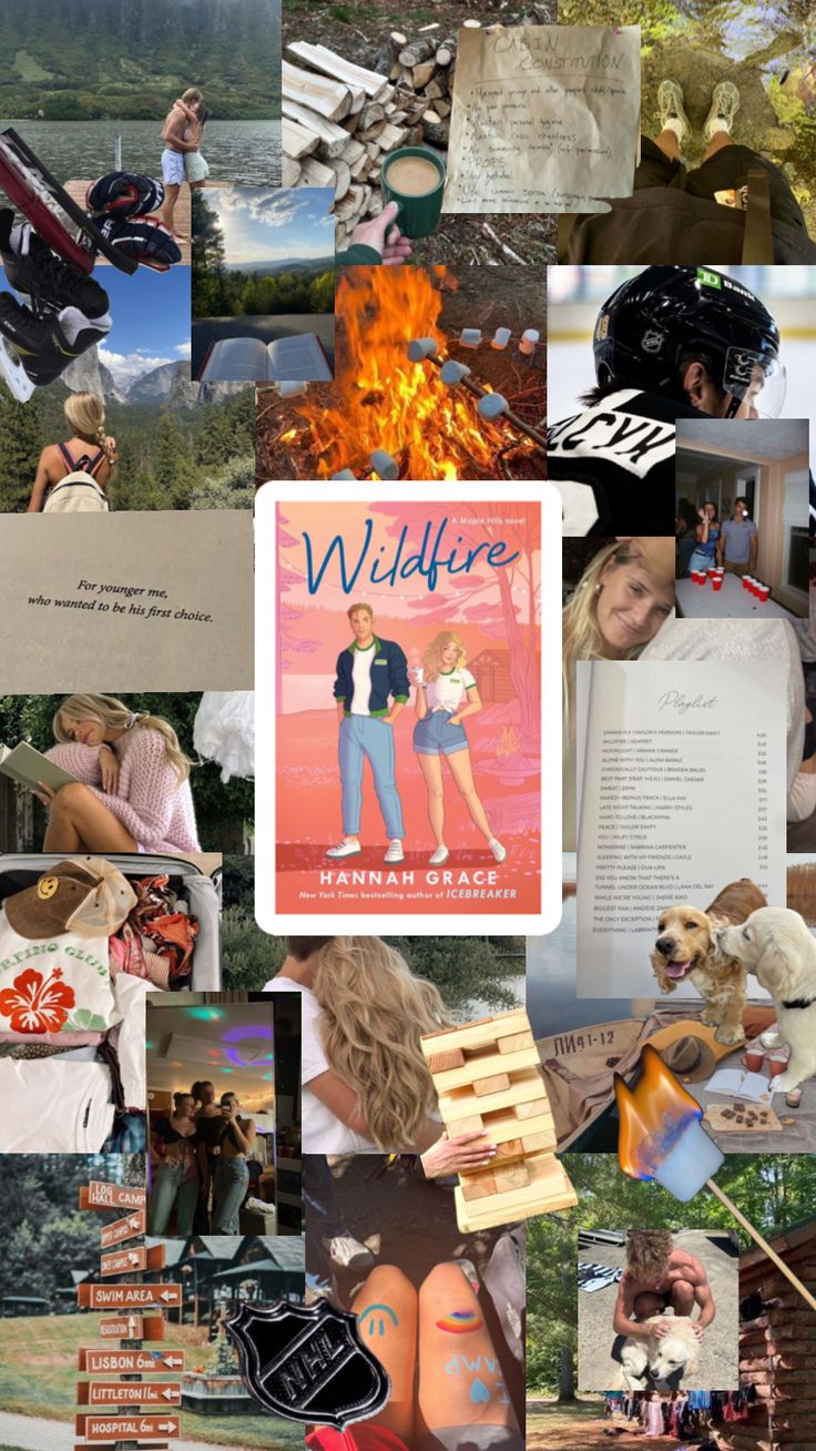 a collage of photos with people and animals in them, including an advertisement for the wildfire