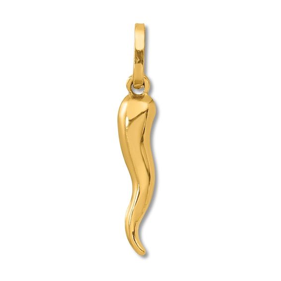 Enhance your favorite piece of jewelry that accepts charms with this sleek Italian horn-inspired charm from the Jared Push Lock collection, fashioned in lustrous 14K yellow gold. Luxury 14k Yellow Gold Charms, Luxury Gold Brass Charm Necklaces, Spiritual 14k Gold-filled Yellow Gold Charm Necklace, 14k Gold-filled Yellow Gold Charm Necklace With Lobster Clasp, Luxury Yellow Gold Vintage Charms, Italian Horn, Jared The Galleria Of Jewelry, Loose Stones, Bead Designs