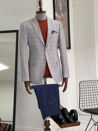 Grey Blazer Outfit Men Wedding, Grey Blazer Outfit Men, Grey Blazer Outfit, Blazer For Men, Navy Chinos, Check Blazer, House Construction, Construction Plan, Blazer Outfit