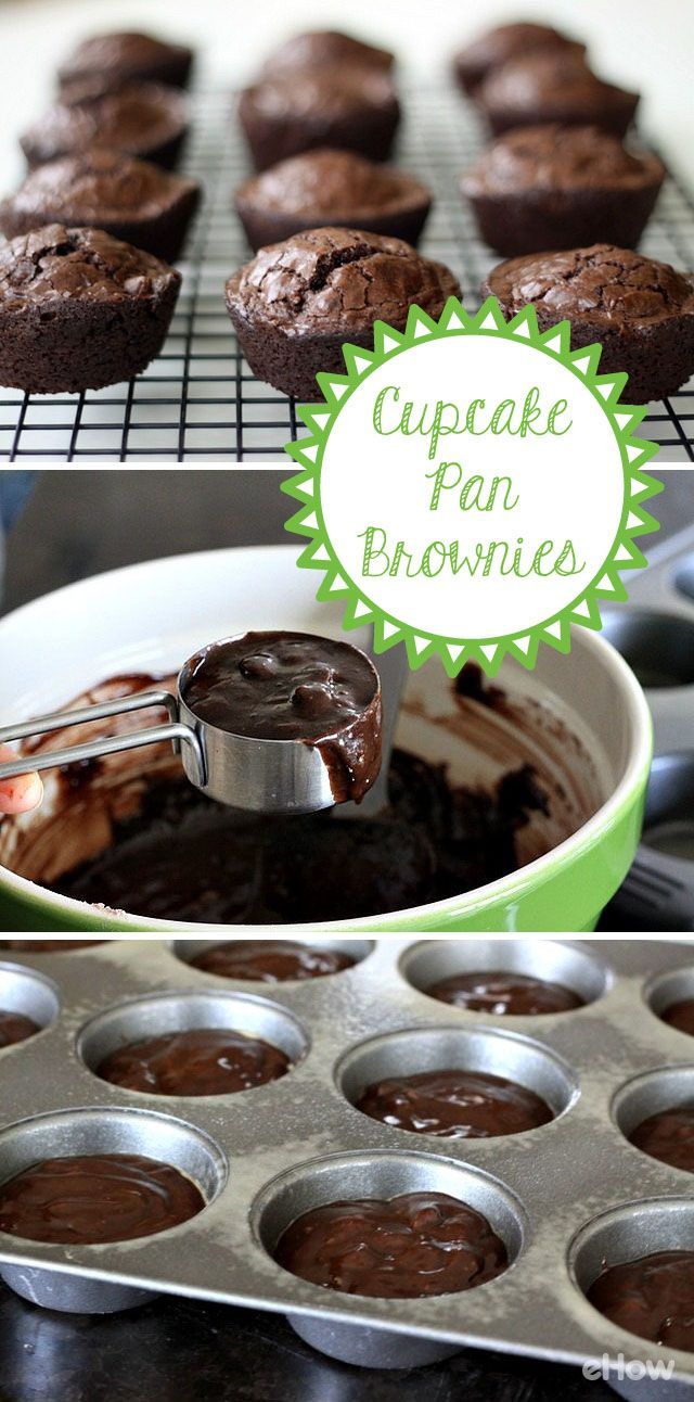 cupcake pan brownies with chocolate frosting in them