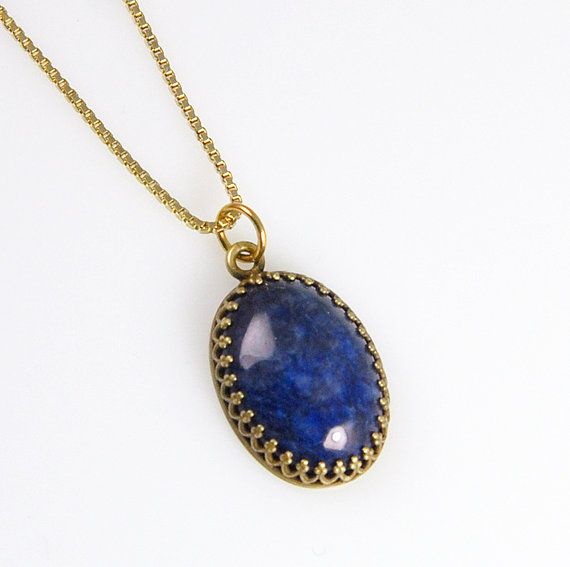 Blue Sodalite Gemstone Pendant in Antique by SerendipDesignsJewel, $36.00 Oval Cabochon Brass Necklace, Oval Sapphire Cabochon Necklace, Oval Sapphire Necklace With Cabochon Cut, Antique Gold Brass Necklace With Cabochon, Antique Gold Cabochon Brass Necklace, Brass Oval Pendant With Cabochon, Brass Cabochon Oval Pendant Jewelry, Classic Brass Jewelry With Cabochon, Oval Cabochon Pendant In Brass