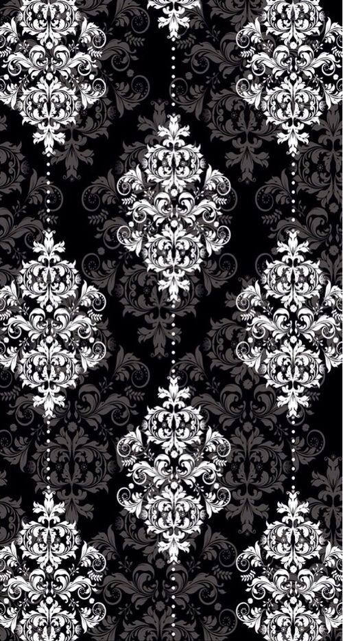 a black and white damask wallpaper pattern