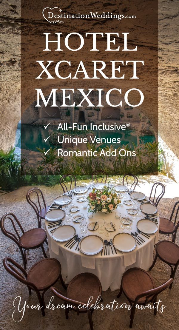 a table set up for an event with the words hotel xcaret mexico on it