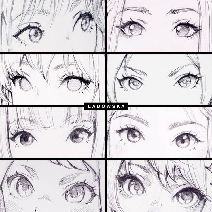 some drawings of different eyes and hair