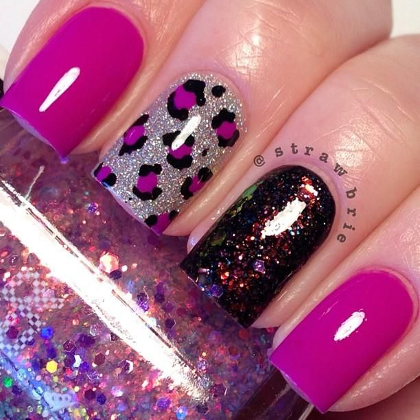 Nails Squoval Nails Design Spring, Navy Nails, Polished Nails, Polish Ideas, Finger Nails, Print Nails, Leopard Nails, Animal Print Nails, Best Nail Art Designs