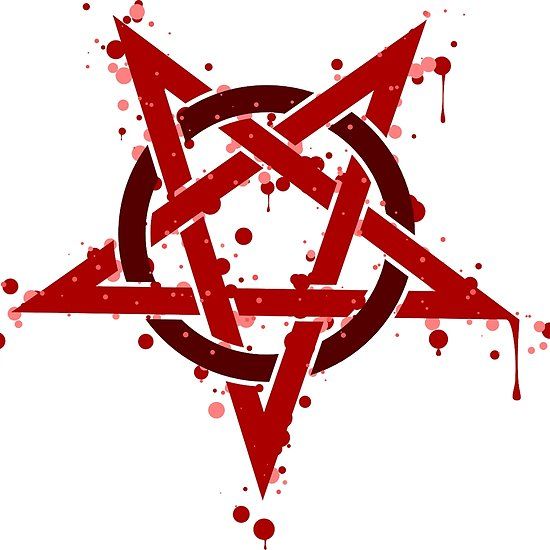 a pentagramil with blood splatters on it