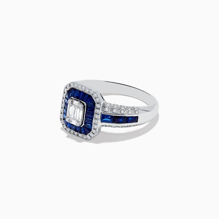 Effy Royale Bleu 14k White Gold Blue Sapphire and Diamond Ring Sapphire And Diamond Ring, White Stone, Blue Sapphire, Gold Metal, Diamond Ring, Sapphire, White Gold, Ring, Stone