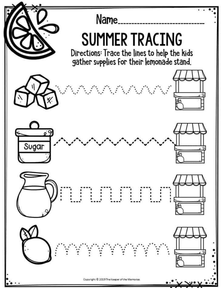 a printable worksheet for summer