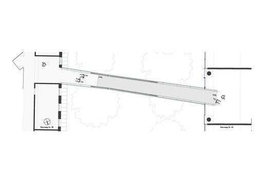 the floor plan for an office building, with two levels and three sections that are connected to each other