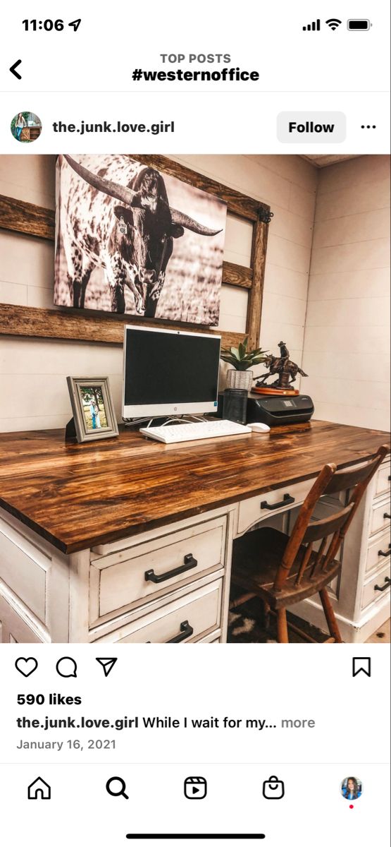 an old desk has been converted into a work station for someone to do their job