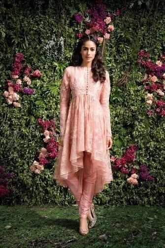 Light Pink high low churidar with blush pink High Low Anarkali, Anarkali Designs, Mehendi Outfits, Pakistani Wedding Outfits, Salwar Kamiz, Event Dress, Designer Kurtis, Pakistani Bridal Dresses, Stylish Dresses For Girls