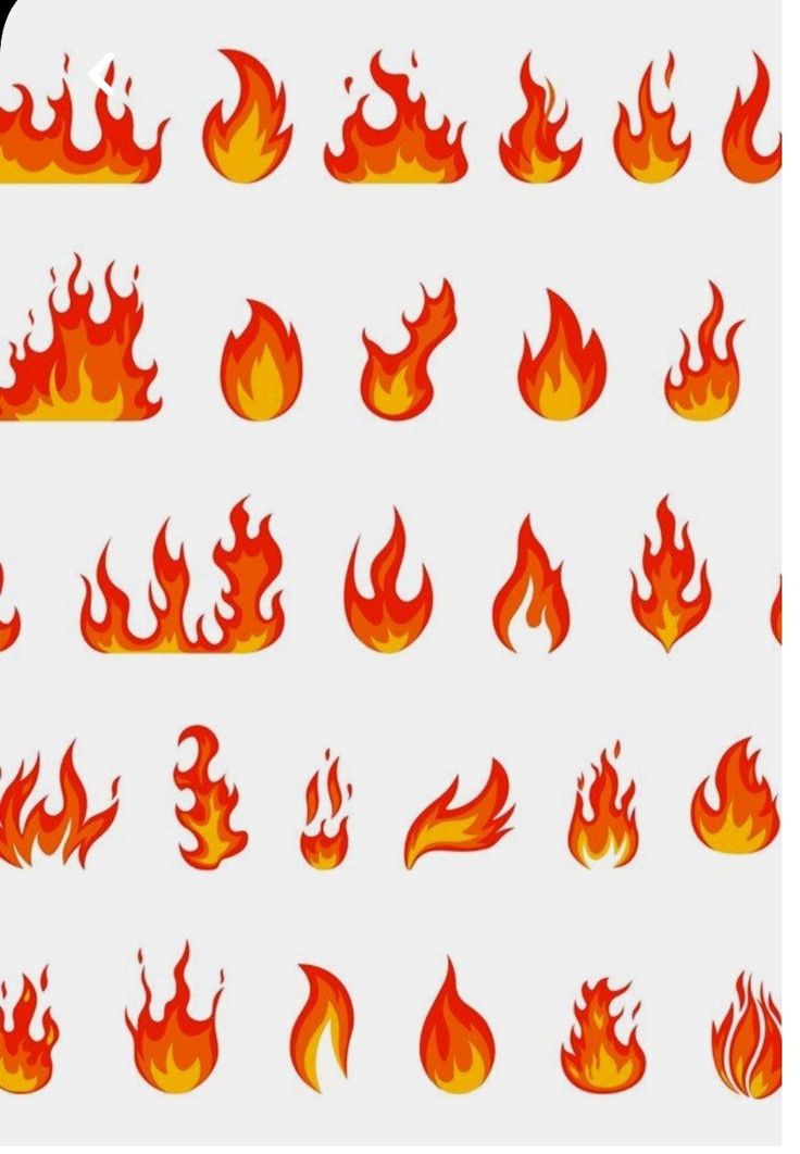 a set of fire flames on a white background