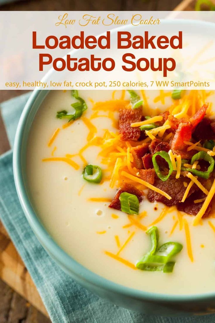 a bowl of loaded slow cooker baked potato soup