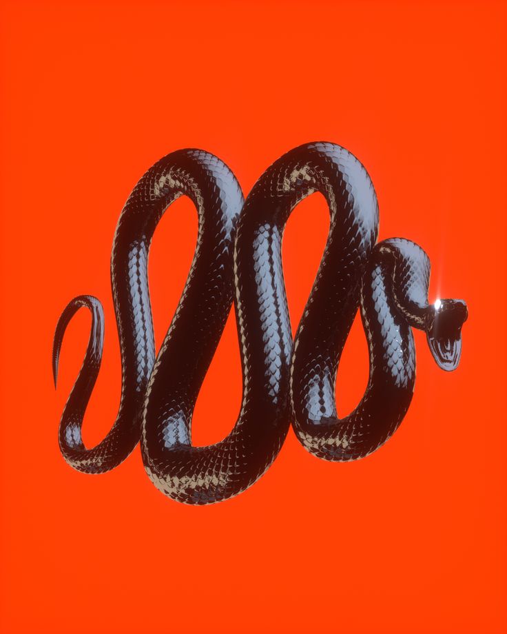 a black and white snake is on an orange background with the word zoo spelled in it