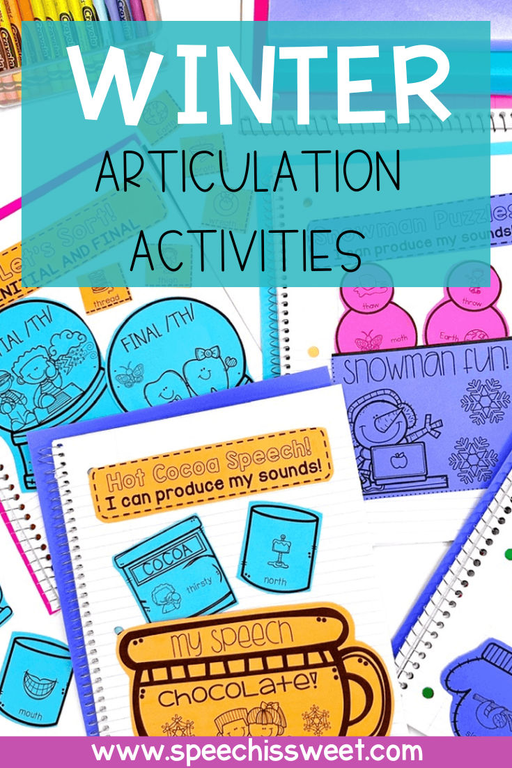 winter articulation activities for kids and adults