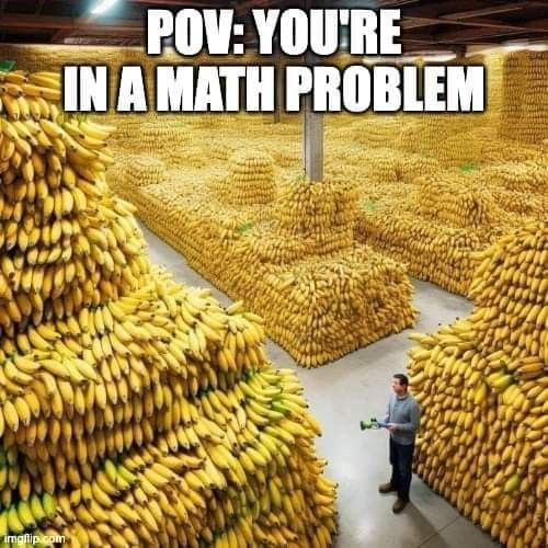 a man standing in front of a huge amount of bananas with the caption that's bananas