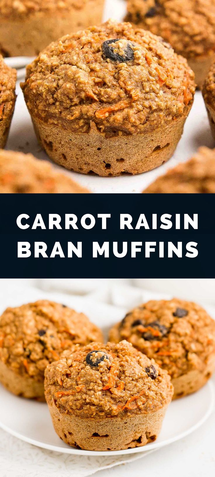 carrot raisin bran muffins on a white plate