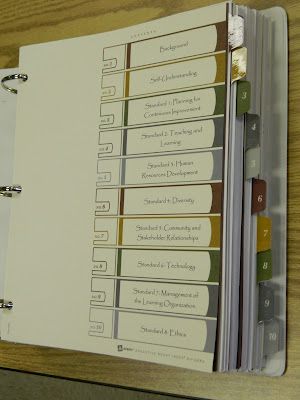 a binder with several folders attached to the side of it on a wooden surface