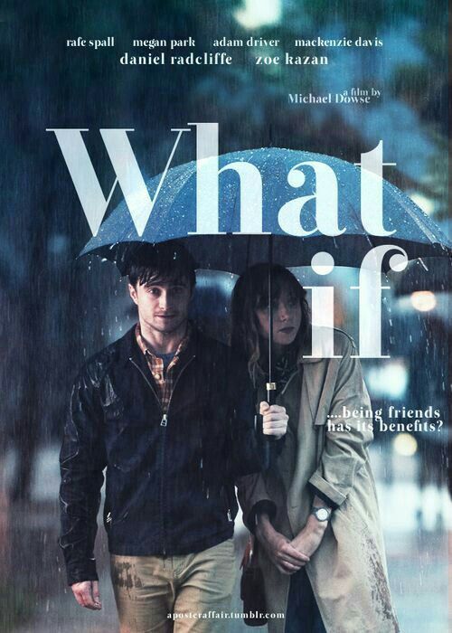 a man and woman under an umbrella on the cover of what if magazine, with rain falling